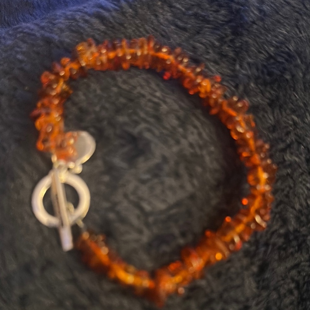 Orange and Silver Beaded Bracelet with Unique Clasp (Imagine)